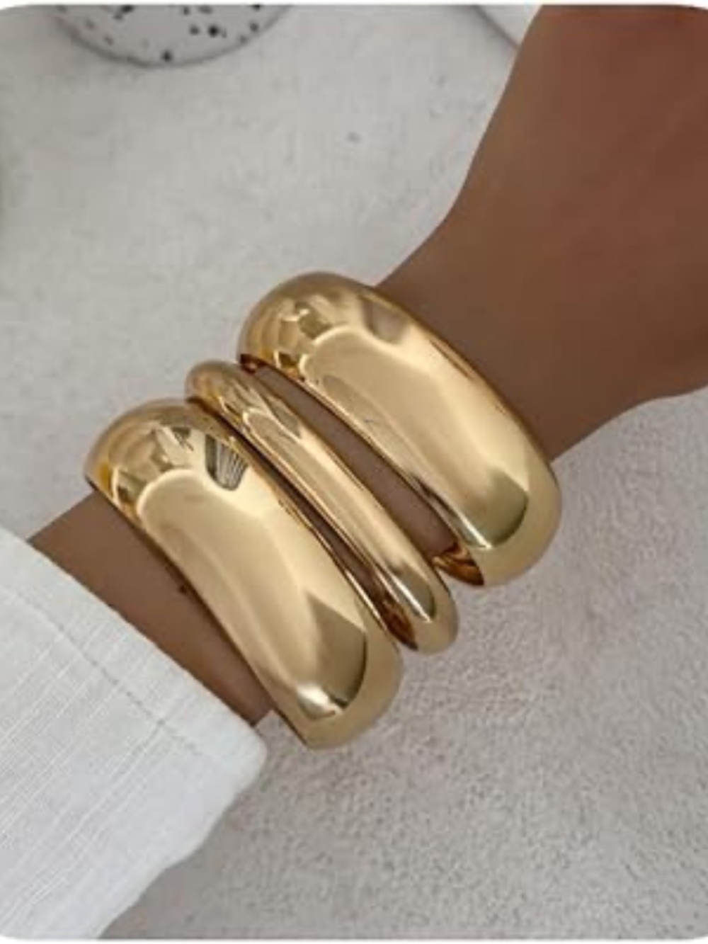 NWT Zara 3 Pack Chunky Gold-Tone Bangle Bracelets - Picture 6 of 6